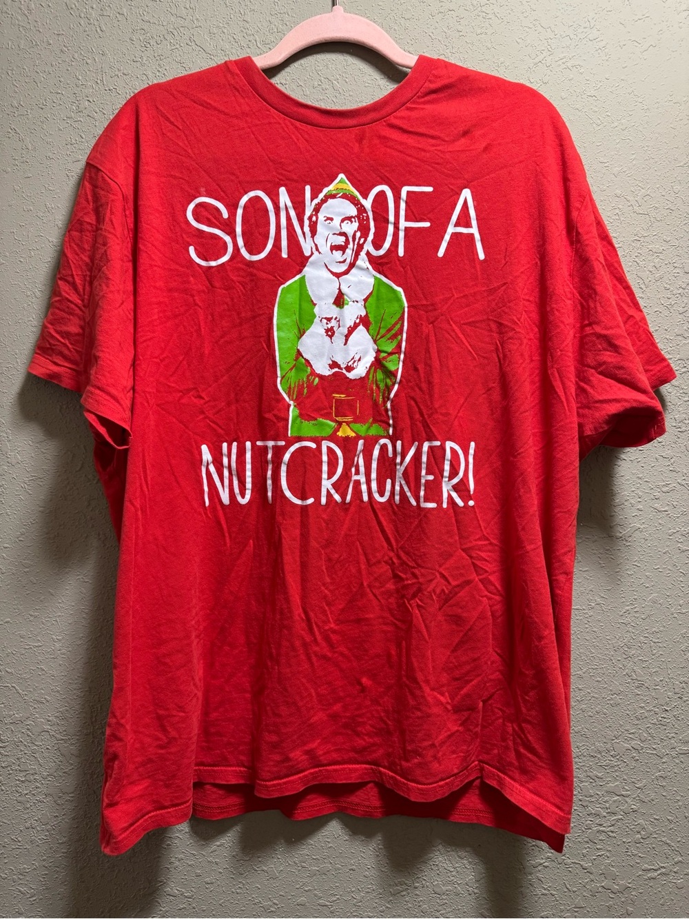 Ripple Junction Red Holiday Graphic Tee with Green Elf Print